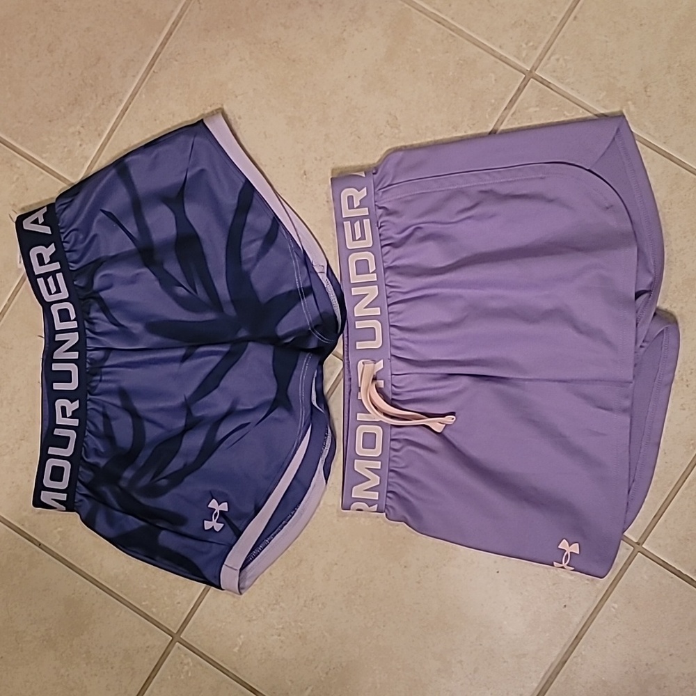 Under Armour Girl's Shorts two pair size YMD Medium